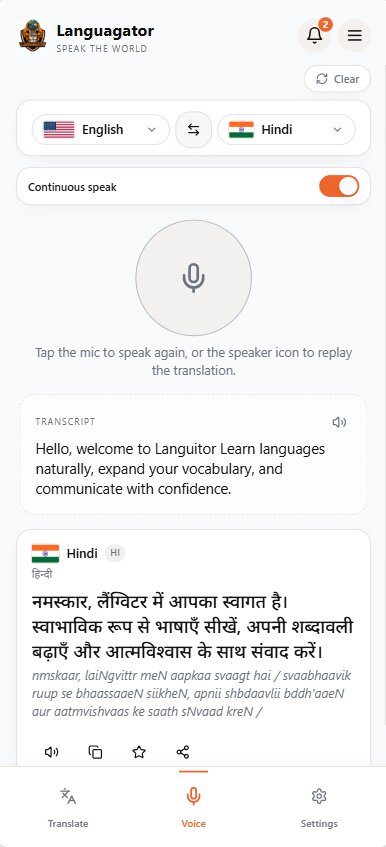 Languagator Voice screen